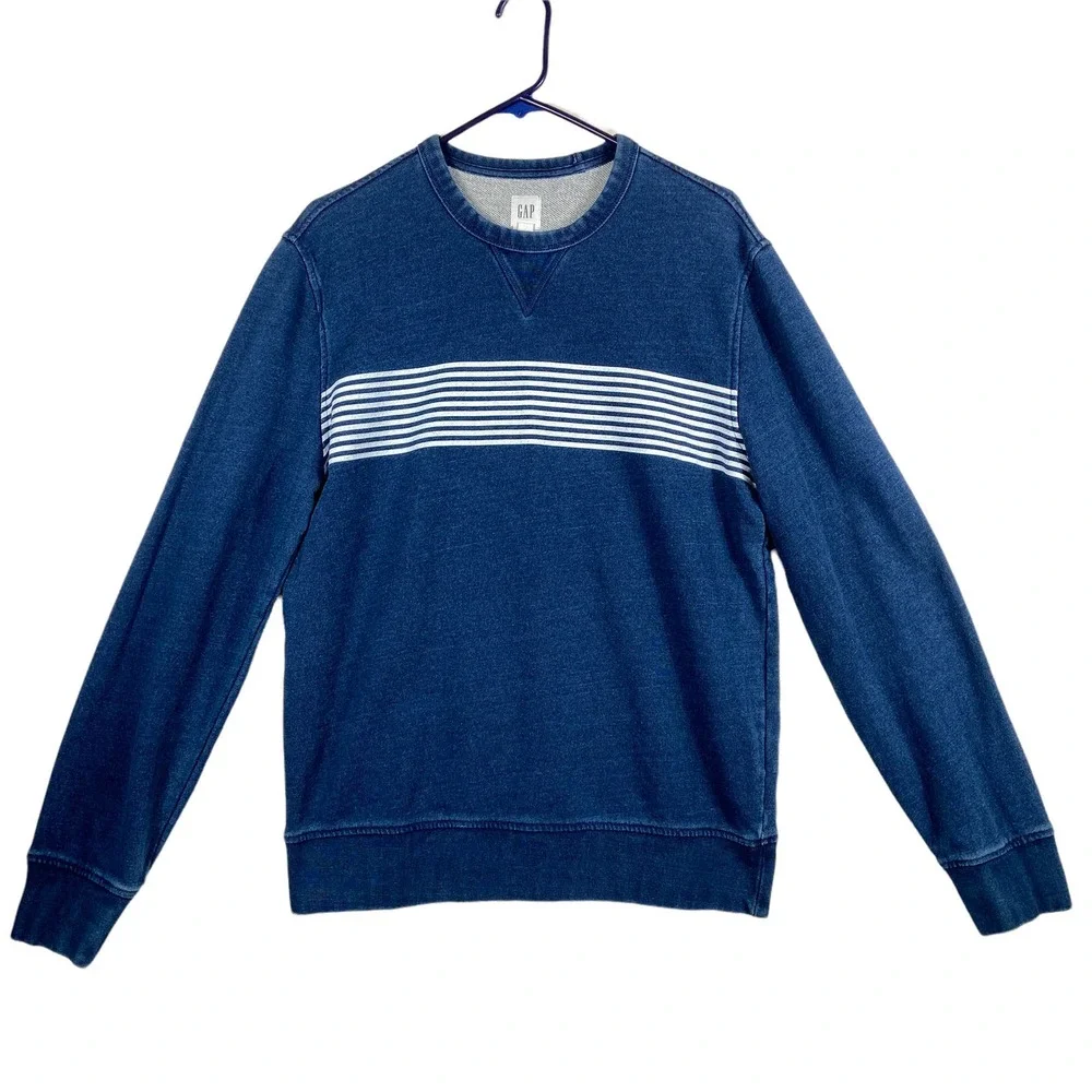 Gap Blue Long Sleeves Pull Over Stripe Sweater Size Medium